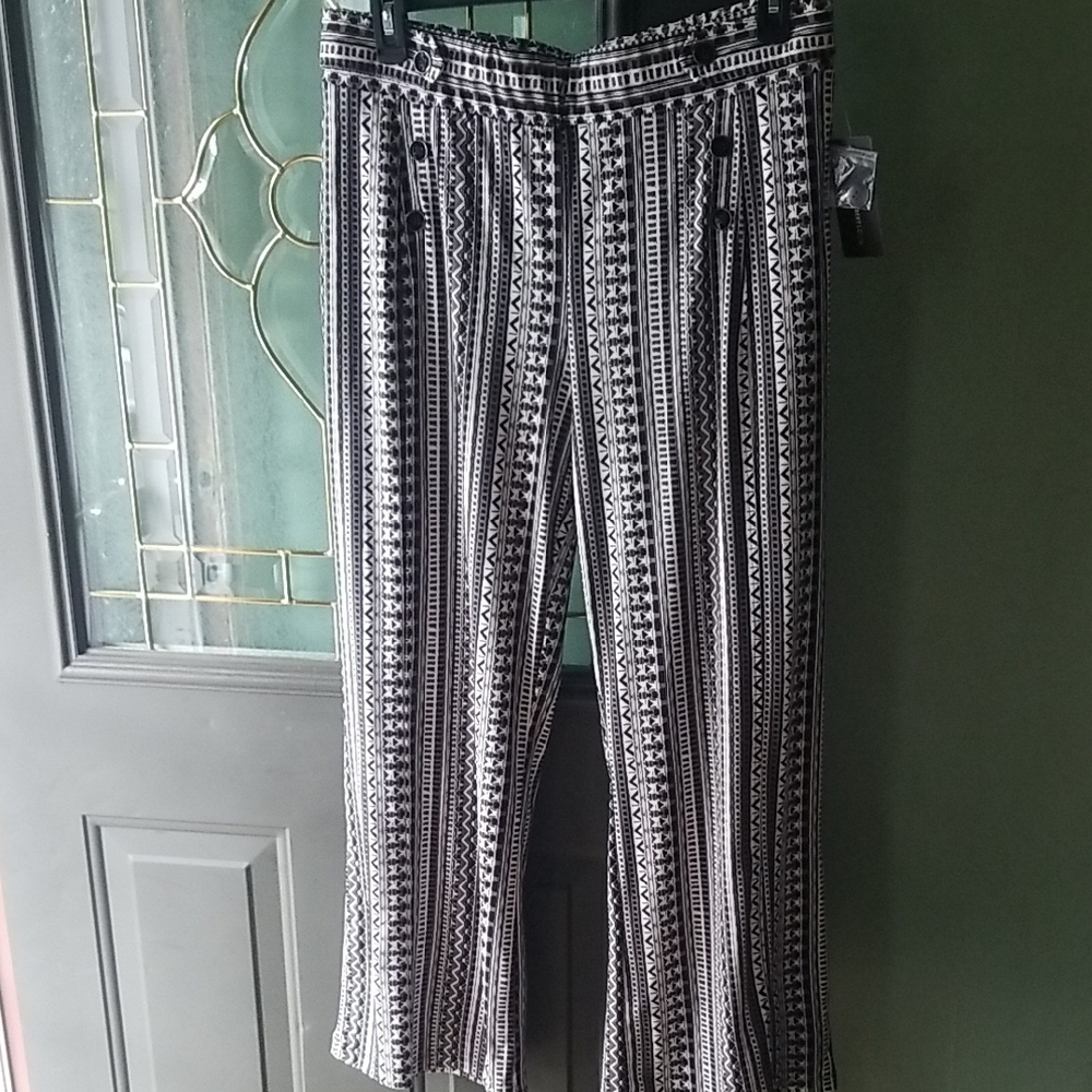 Black and White Patterned Women's Pants